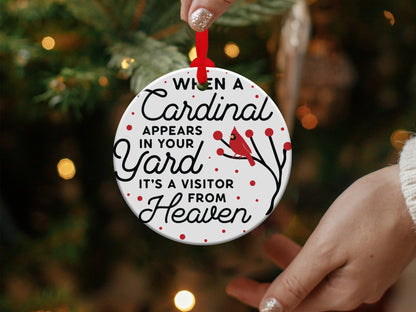 Cardinal Christmas Ornament, Cardinal Memorial Ornament, Cardinal Memory Ornament, When A Cardinal Appears in Your Yard - Mardonyx Ornament