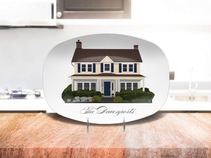 Personalized Hand-Drawn Home Portrait Platter – Unbreakable Resin Keepsake for Weddings, Housewarmings, Anniversaries, Realtors, and New Homes