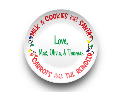 Personalized Santa Cookie Plate Christmas Santa Plate for Milk and Cookies, Santa Serving Tray Treats for Santa Plate, Xmas Eve Treat Serving Boards Platter for Sharing Snack Cookie Milk