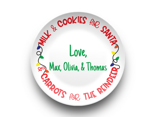 Personalized Santa Cookie Plate Christmas Santa Plate for Milk and Cookies, Santa Serving Tray Treats for Santa Plate, Xmas Eve Treat Serving Boards Platter for Sharing Snack Cookie Milk