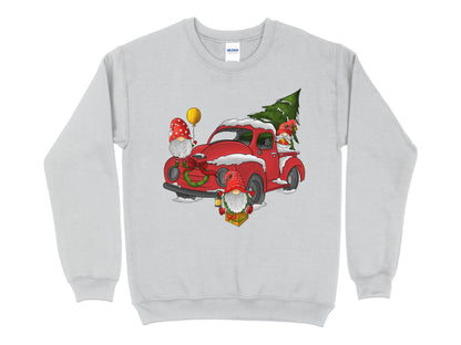 Christmas Gnome Red Truck Sweatshirt, Christmas Sweater, Gnome Christmas Sweatshirt, Christmas Crewneck - Mardonyx Sweatshirt S / Sport Grey