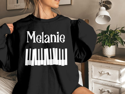 Custom Name Music Sweatshirt, Personalized Piano T-Shirt, Piano Lesson Music Gifts, Music Birthday, Gift Music Teacher - Mardonyx Sweatshirt