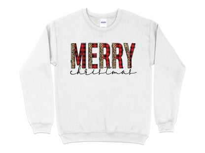 Merry Christmas Leopard Print Sweatshirt, Christmas Sweater, Leopard Print Christmas Sweatshirt, Christmas Gifts for Women - Mardonyx Sweatshirt S / White