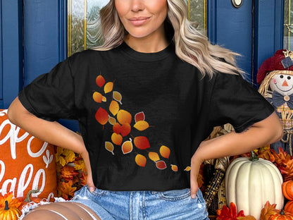 Fall Leaves Graphic Tee Perfect for Autumn Outfit