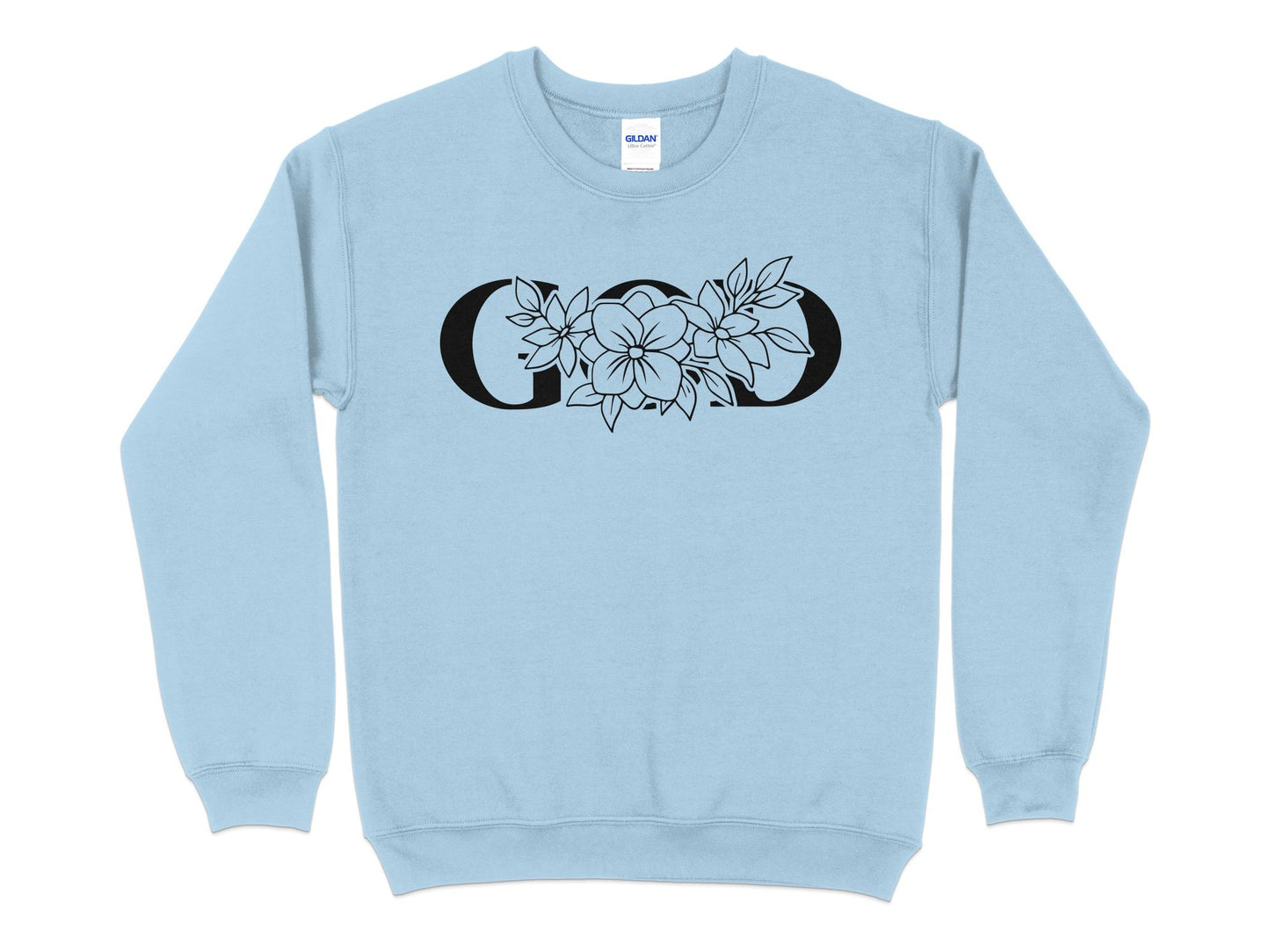 Floral Monogram Letter O Sweatshirt, Women's Custom Initial Botanical Pullover, Personalized Flower Design Cozy Top - Mardonyx Sweatshirt S / Light Blue