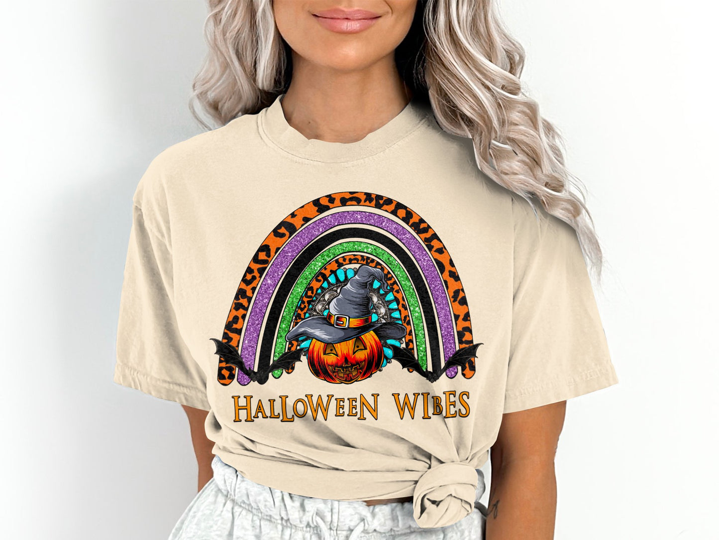 Women's Halloween Wibes Rainbow T-Shirt