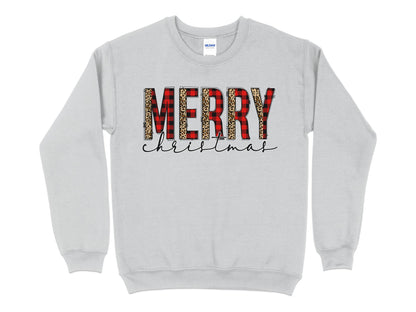 Merry Christmas Leopard Print Sweatshirt, Christmas Sweater, Leopard Print Christmas Sweatshirt, Christmas Gifts for Women - Mardonyx Sweatshirt S / Sport Grey