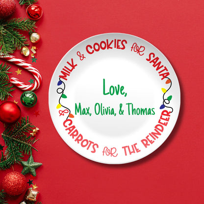 Personalized Santa Cookie Plate Christmas Santa Plate for Milk and Cookies, Santa Serving Tray Treats for Santa Plate, Xmas Eve Treat Serving Boards Platter for Sharing Snack Cookie Milk