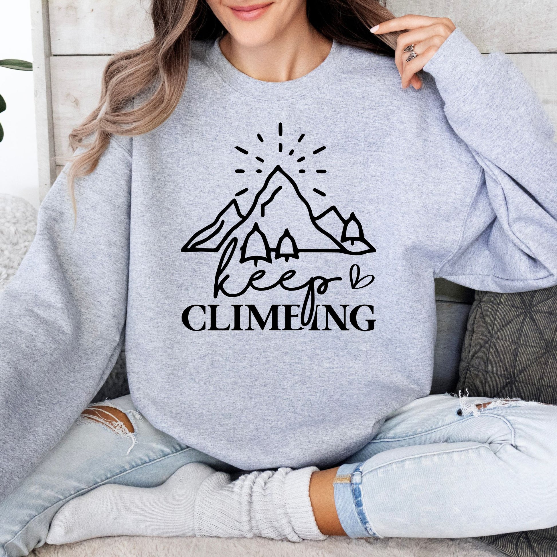 Adventure Mountain Sweatshirt, Keep Climbing Hiking Graphic Pullover, Outdoor Unisex Casual Top, Nature Lover Gift Idea - Mardonyx Sweatshirt