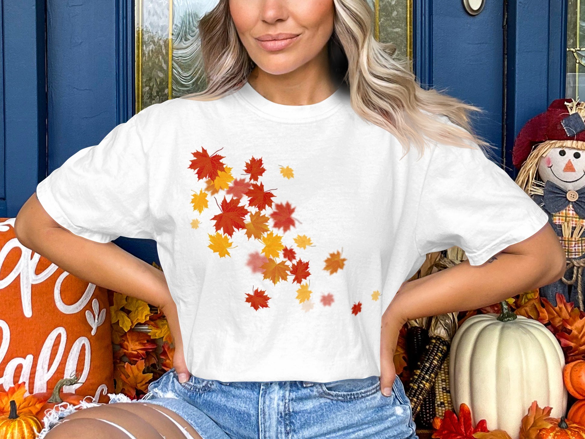 Autumn Leaves Falling Graphic Tee For Festive Vibes