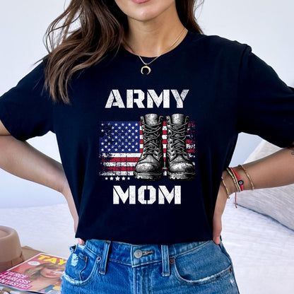 Army Mom Vintage American Flag and Boots T-Shirt - Mardonyx T-Shirt XS / Black