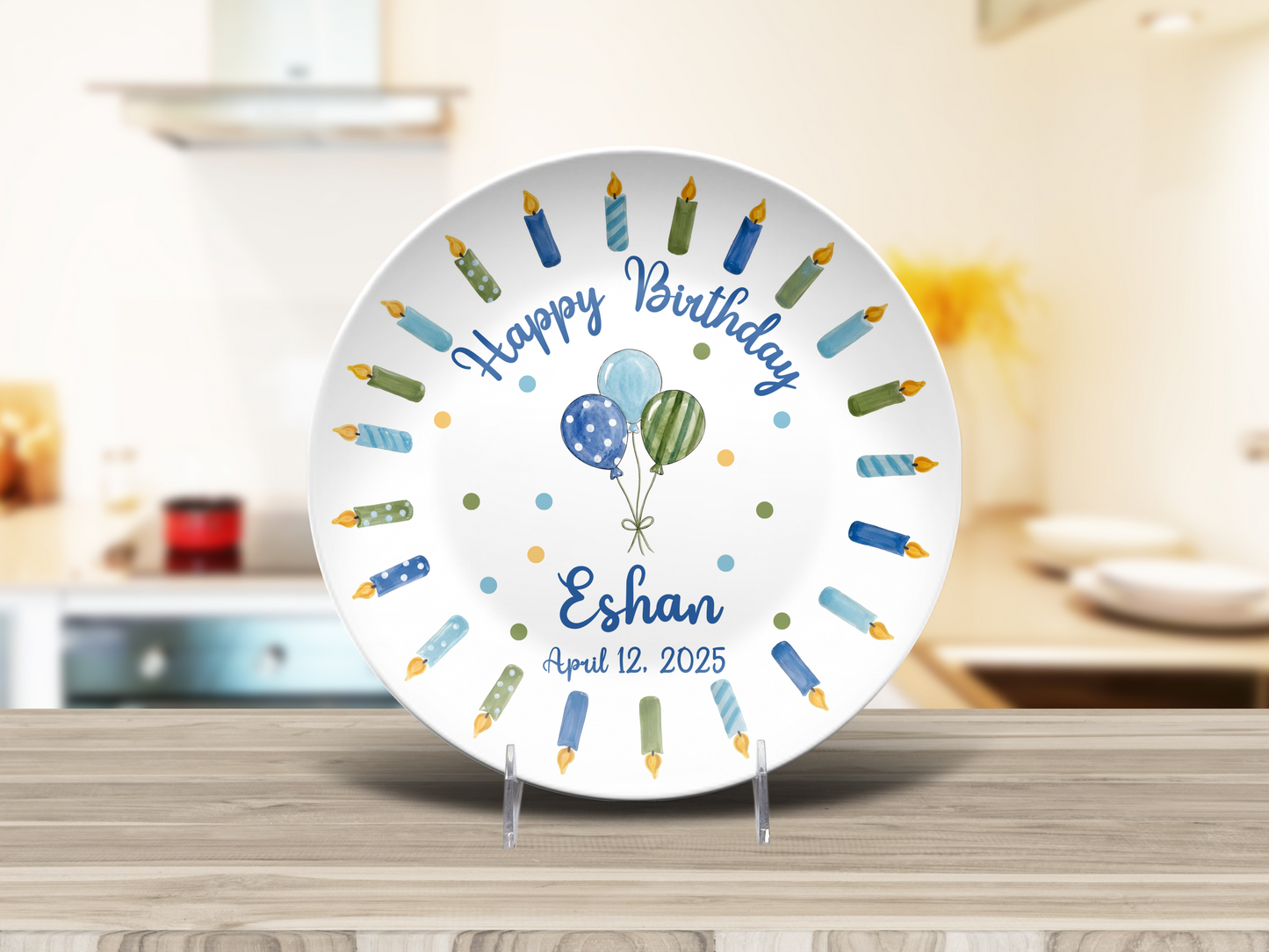 Personalized Birthday Plate for Kids - Custom Name Plastic Party Plate - Reusable Dishwasher Safe - BPA Free - Boys Girls First Birthday Gift