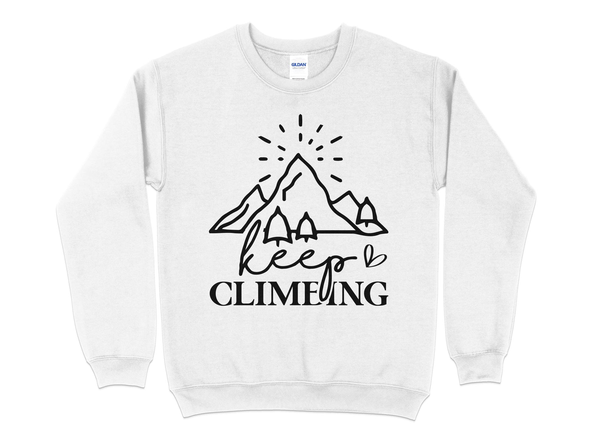 Adventure Mountain Sweatshirt, Keep Climbing Hiking Graphic Pullover, Outdoor Unisex Casual Top, Nature Lover Gift Idea - Mardonyx Sweatshirt S / White