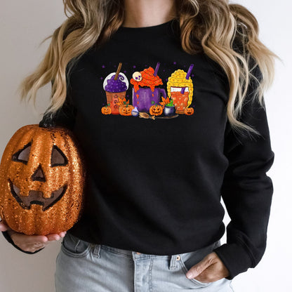 Halloween Coffee Pumpkin Spice Sweatshirt, Halloween Crew Neck - Mardonyx Sweatshirt