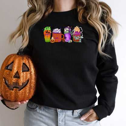 Halloween Coffee Spooky Sweatshirt, Halloween Crew Neck - Mardonyx Sweatshirt