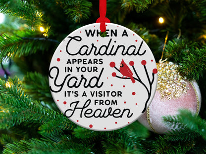 Cardinal Christmas Ornament, Cardinal Memorial Ornament, Cardinal Memory Ornament, When A Cardinal Appears in Your Yard - Mardonyx Ornament