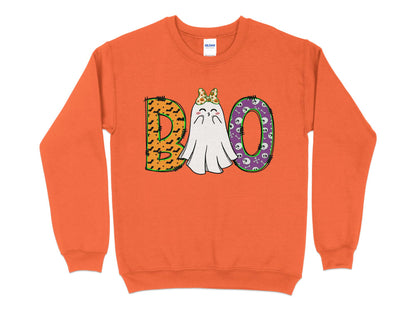 Cat Halloween Sweatshirt, Boo, Halloween Shirt, Halloween Crew Neck - Mardonyx Sweatshirt S / Orange