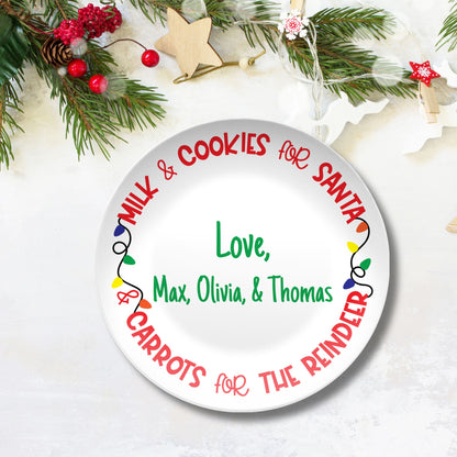 Personalized Santa Cookie Plate Christmas Santa Plate for Milk and Cookies, Santa Serving Tray Treats for Santa Plate, Xmas Eve Treat Serving Boards Platter for Sharing Snack Cookie Milk