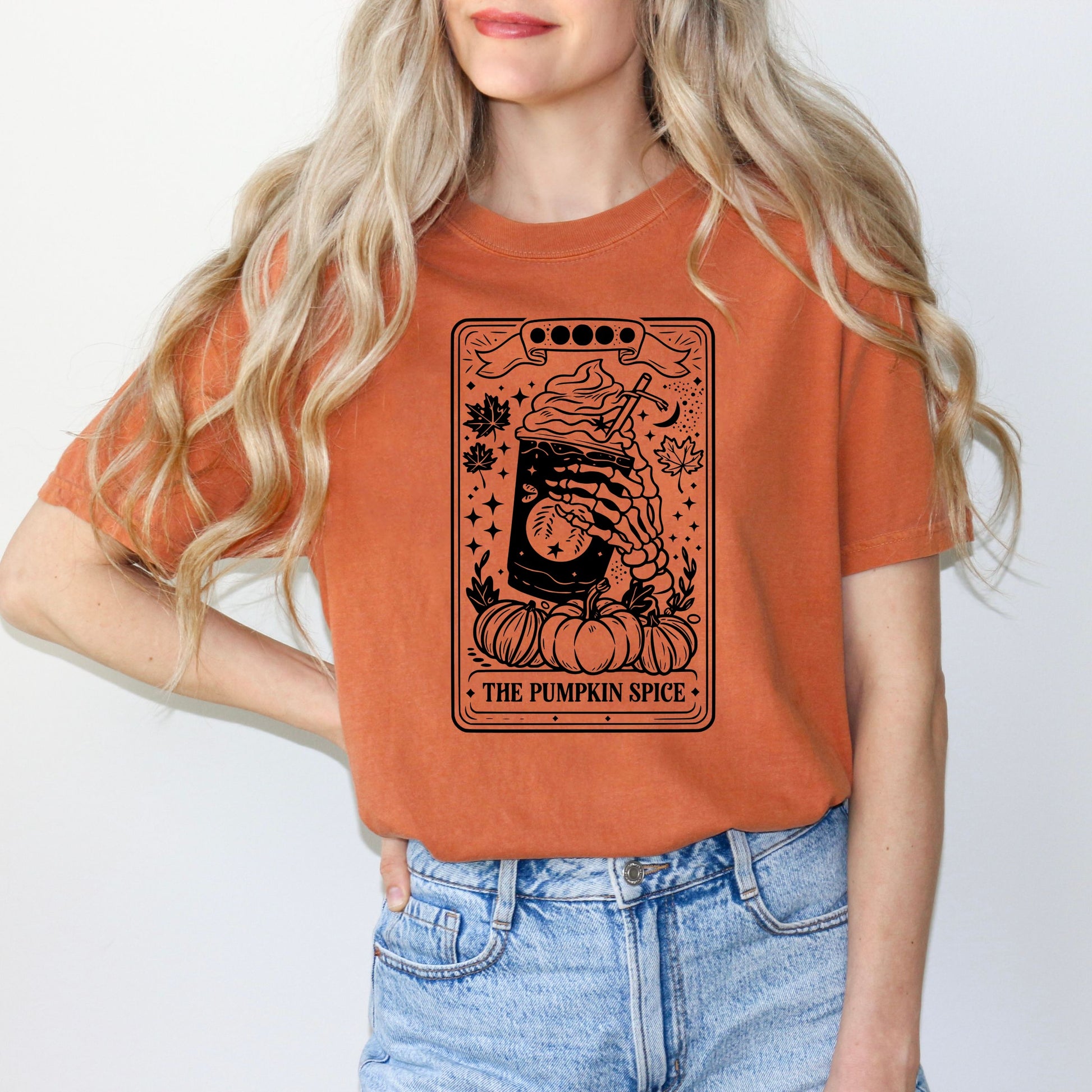 The Pumpkin Spice with Skeleton Hand Graphic Tee