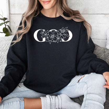 Floral Monogram Letter O Sweatshirt, Women's Custom Initial Botanical Pullover, Personalized Flower Design Cozy Top - Mardonyx Sweatshirt