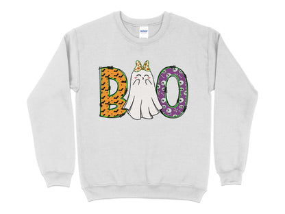 Cat Halloween Sweatshirt, Boo, Halloween Shirt, Halloween Crew Neck - Mardonyx Sweatshirt S / Ash