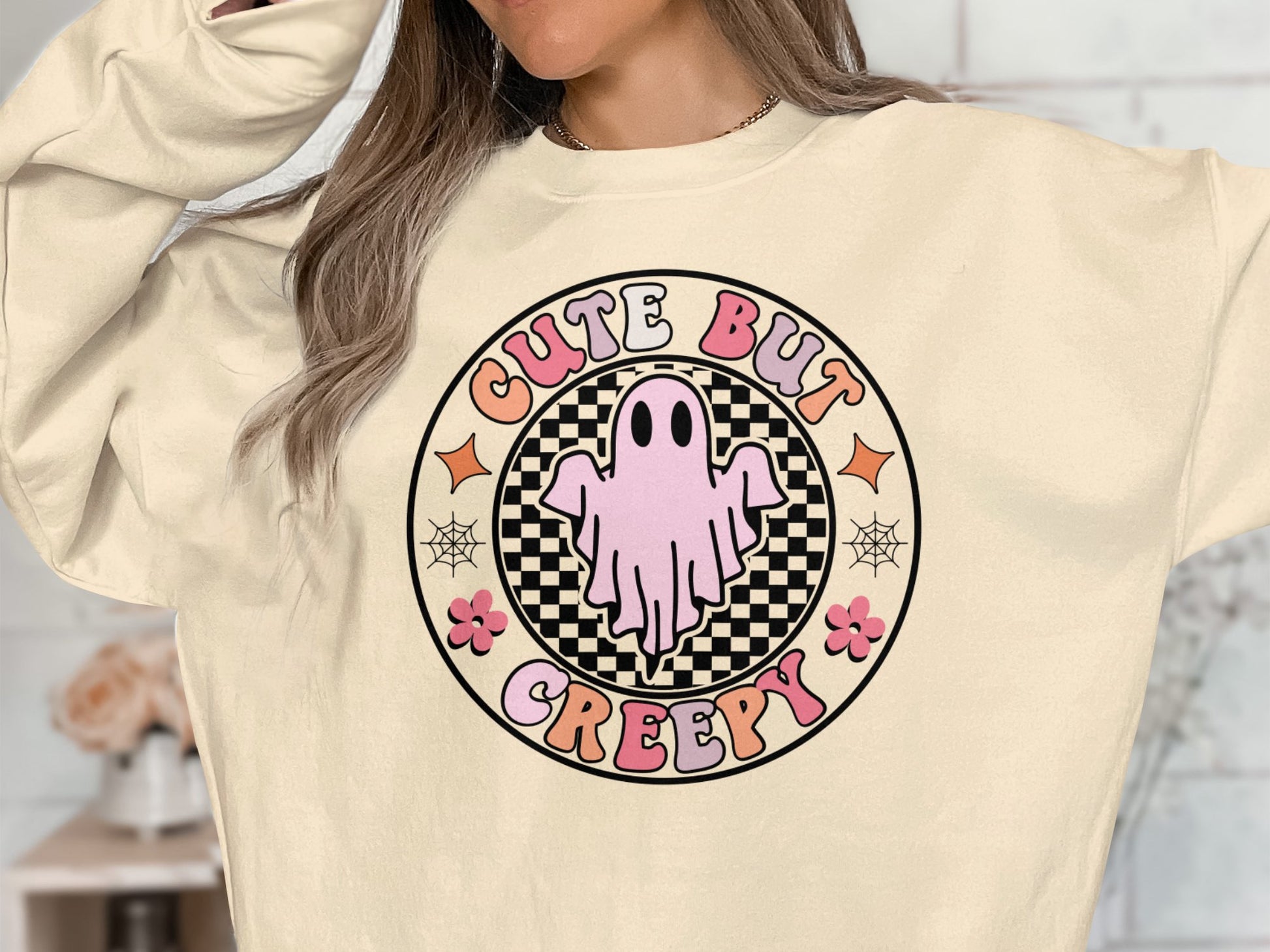 Cute But Creepy, Pumpkin Halloween Sweatshirt, Retro Halloween Crewneck Sweatshirt, Cute Fall Graphic Tee, Unisex Ultra Soft Sweater - Mardonyx Sweatshirt