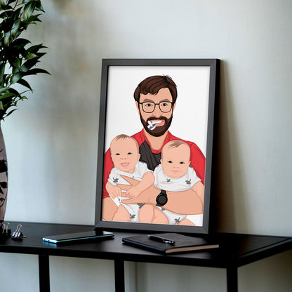 Custom Daddy and Kids Framed Portrait Poster - Mardonyx Artwork