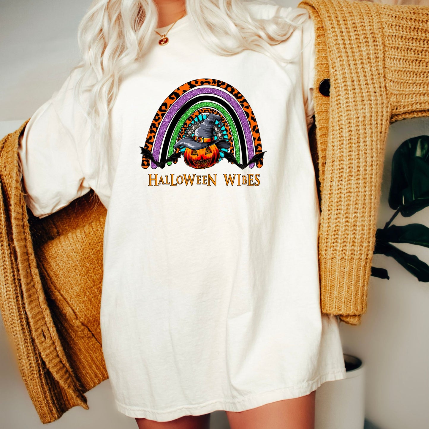 Women's Halloween Wibes Rainbow T-Shirt