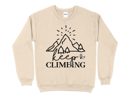 Adventure Mountain Sweatshirt, Keep Climbing Hiking Graphic Pullover, Outdoor Unisex Casual Top, Nature Lover Gift Idea - Mardonyx Sweatshirt S / Sand