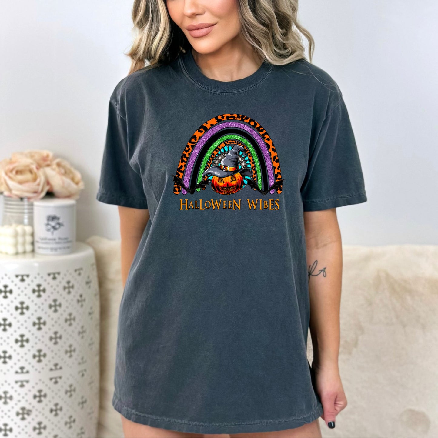 Women's Halloween Wibes Rainbow T-Shirt