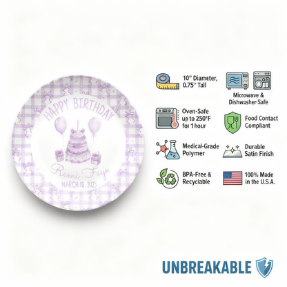 Personalized Birthday Plate for Girls - Keepsake Party Gift - Smash Cake Plate