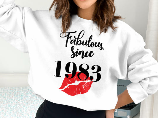 Women's Fabulous Since 1983 Sweatshirt, 40th Birthday Sweater