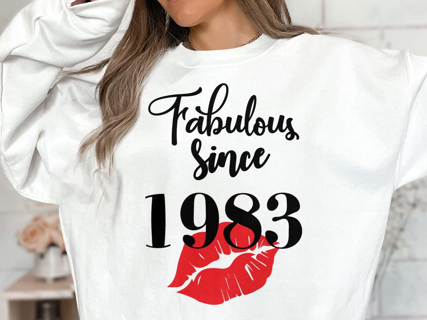 Women's Fabulous Since 1983 Sweatshirt, 40th Birthday Sweater