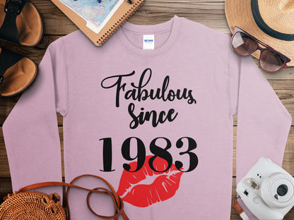 Women's Fabulous Since 1983 Sweatshirt, 40th Birthday Sweater