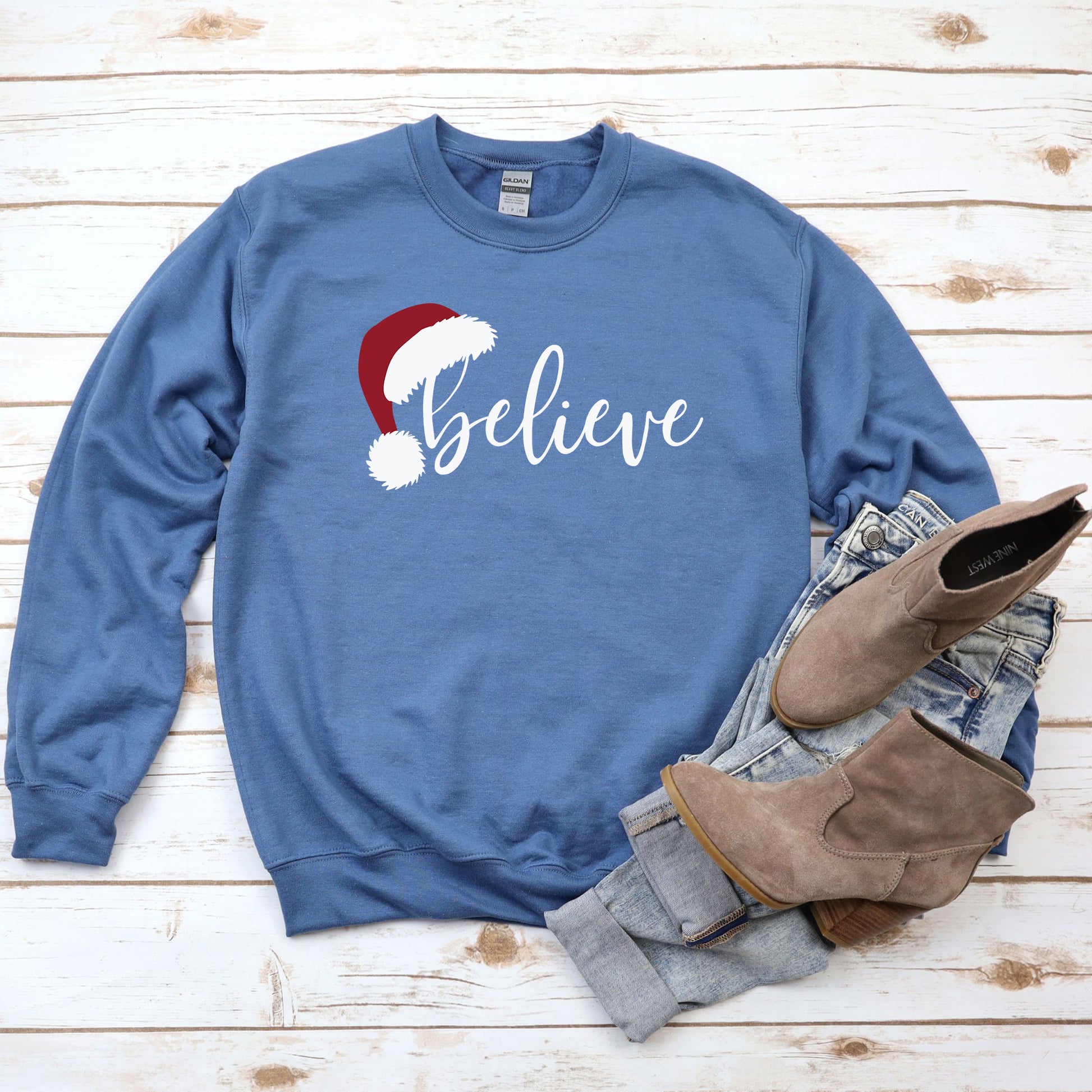 Believe Christmas Santa Hat Sweatshirt - Mardonyx Sweatshirt