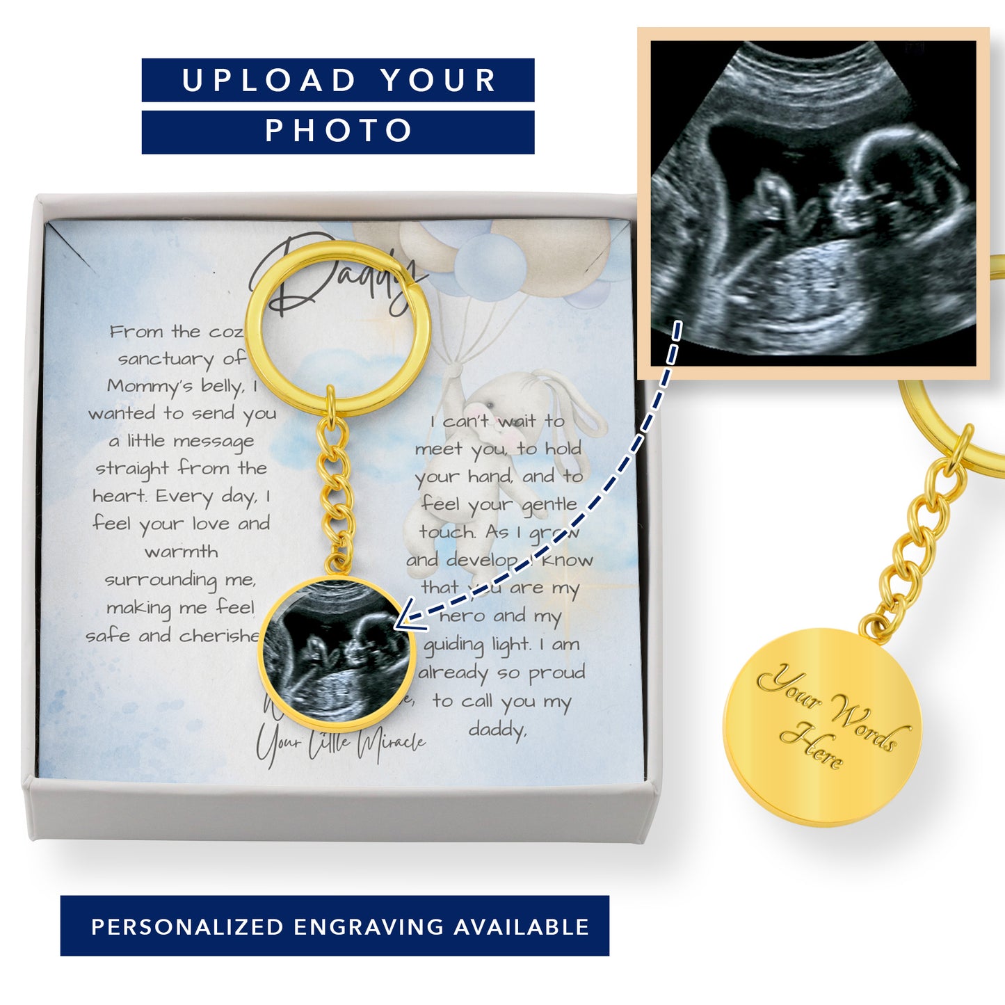 Sentimental Sonogram Photo Keychain: A Precious Gift from Your Little Miracle to Daddy