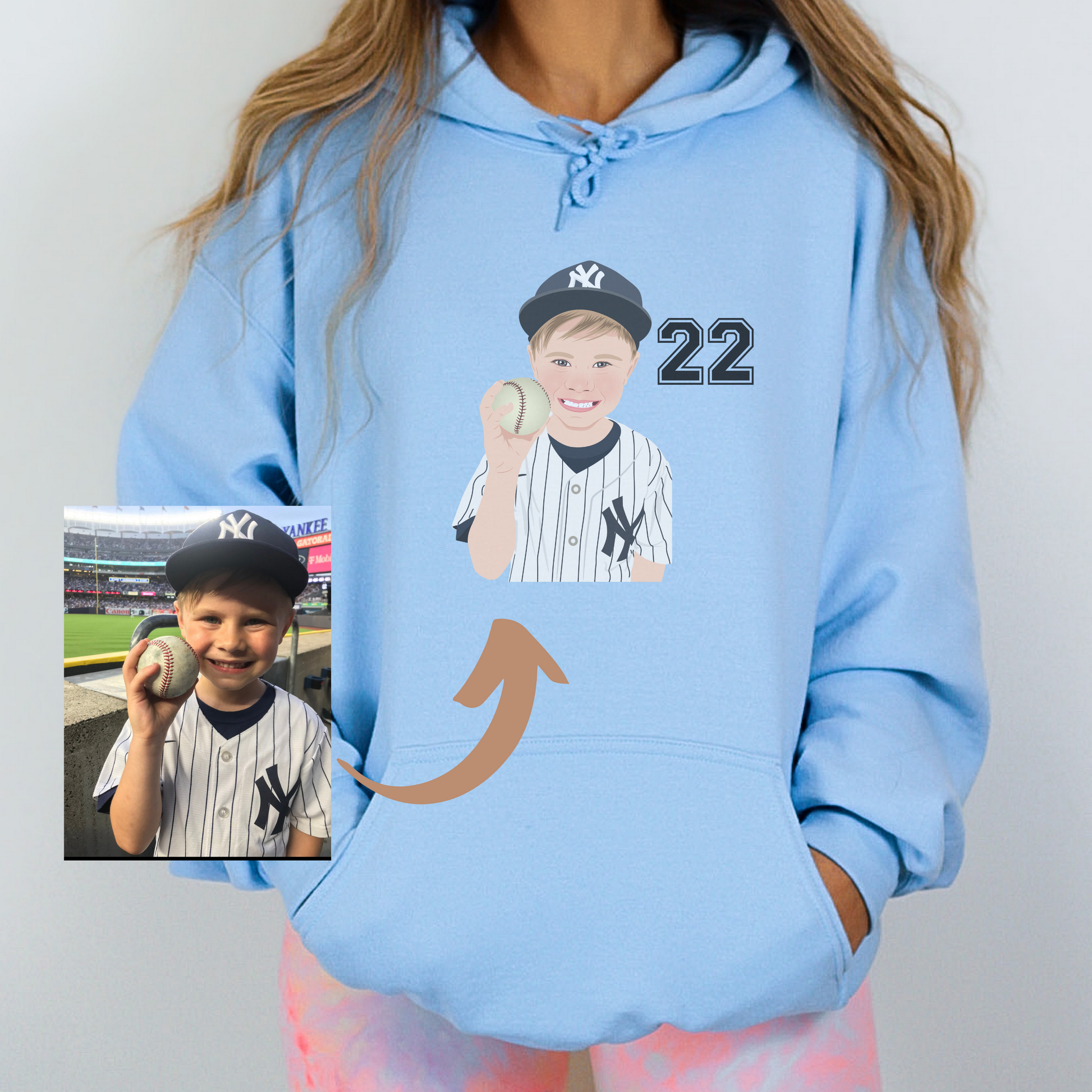 Custom Baseball Mom Hoodie Sweatshirt - Mardonyx Hoodie S / Light Blue