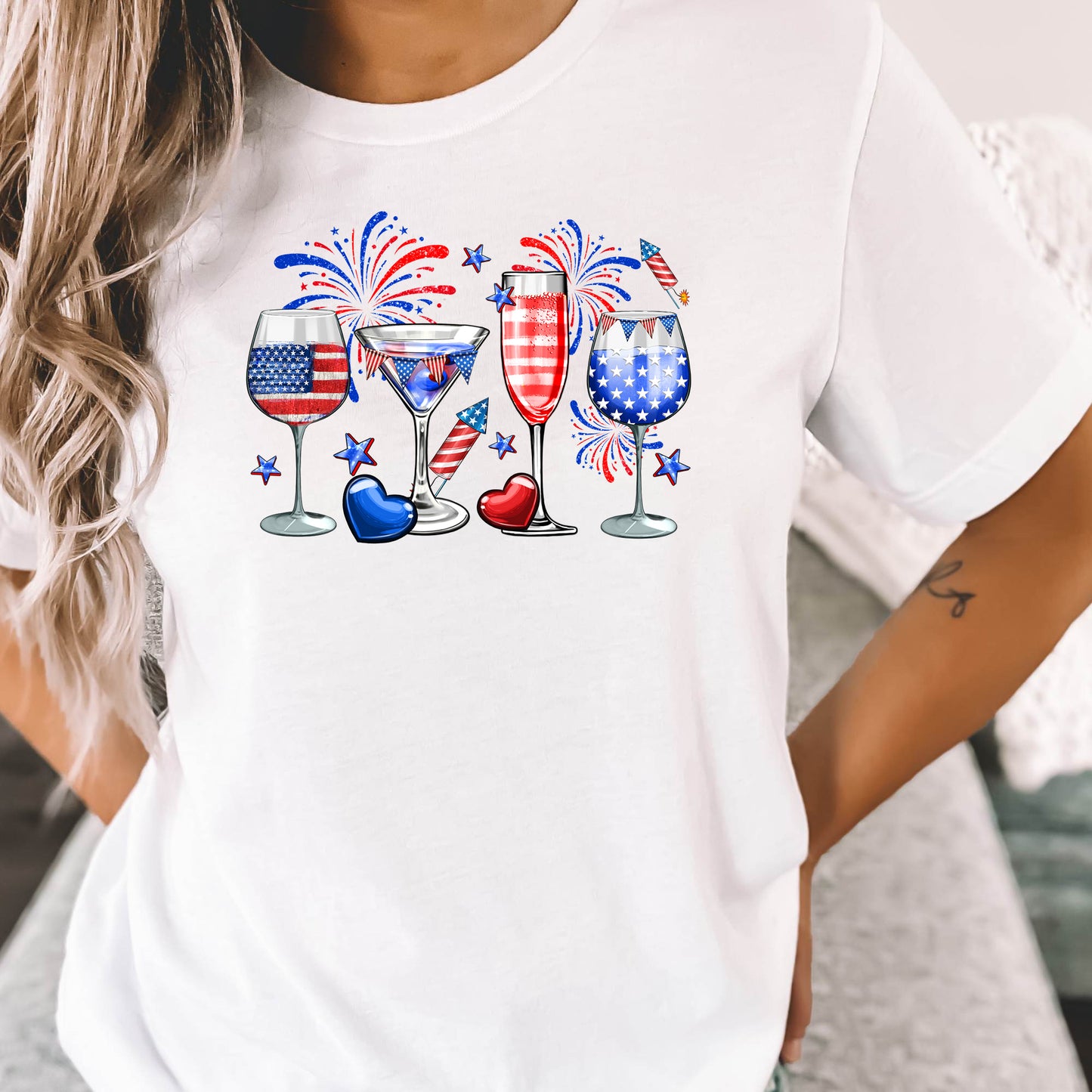 July 4th Celebration Drinking Shirt, Wine Lover Shirt, Martini Glass, Independence Day Party Shirt