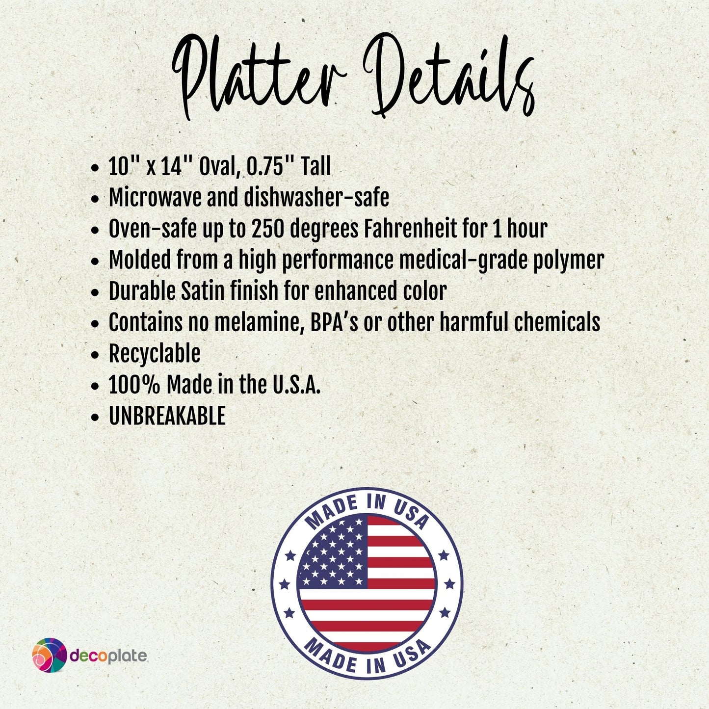 Gluten Free Platter - Unbreakable - Dishwasher Safe
