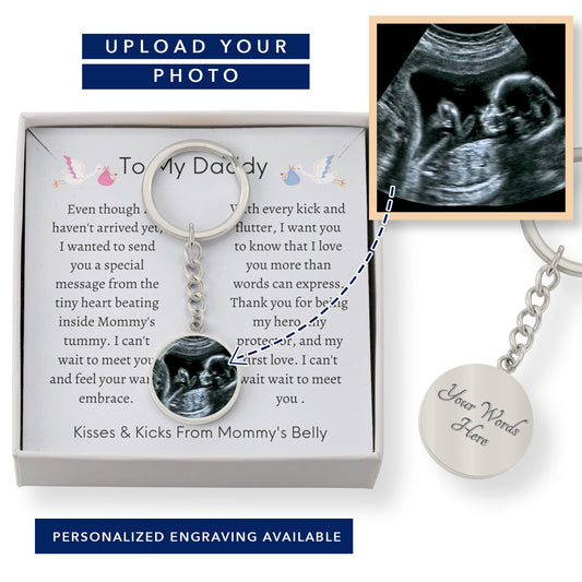 Sentimental Sonogram Photo Keychain: A Heartfelt Gift from Baby Bump to Daddy