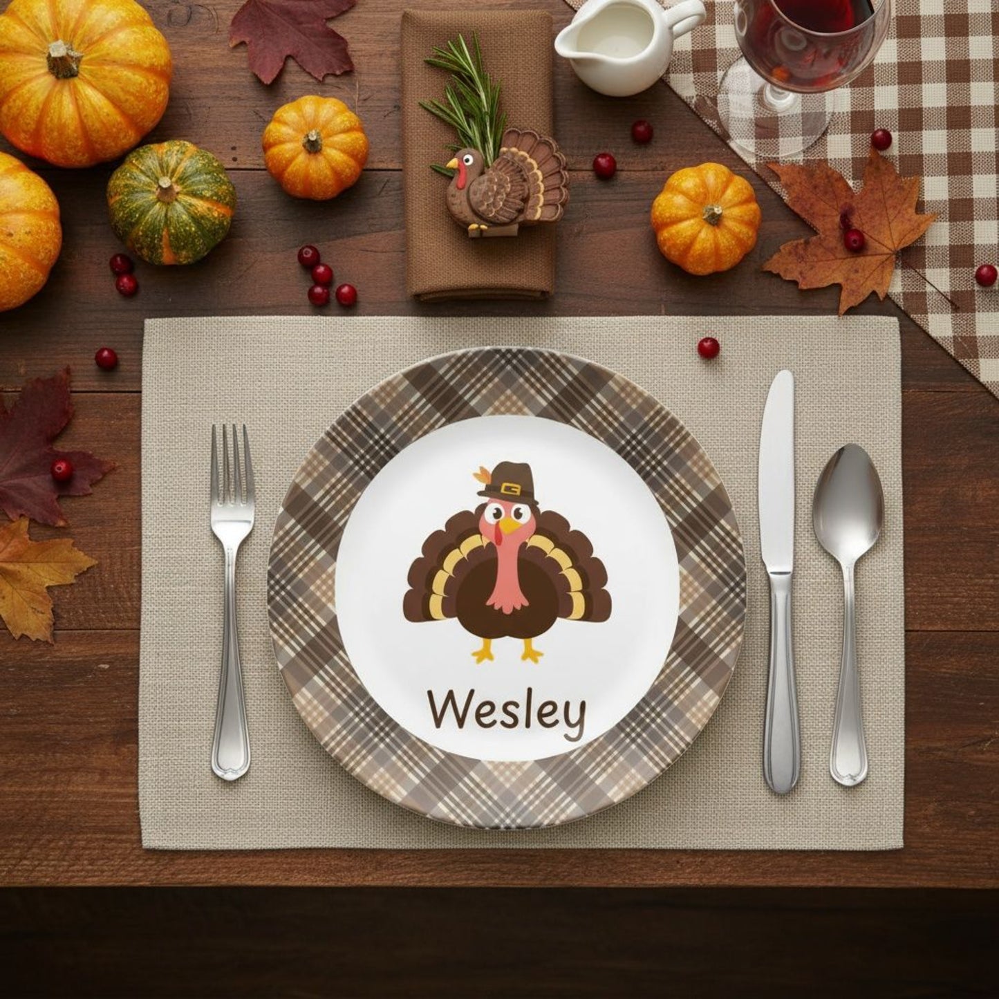Personalized Child Thanksgiving Plate - Unbreakable, Microwave Safe
