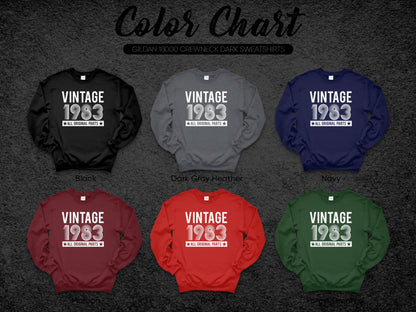 Womens' Vintage 1983 Original Parts, Birthday Sweatshirt, 40th Birthday Party