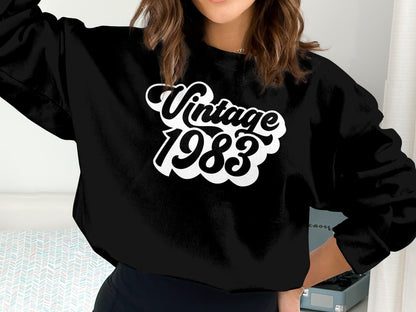 Women's Vintage 1983 Retro Sweatshirt, 40th Birthday Shirt