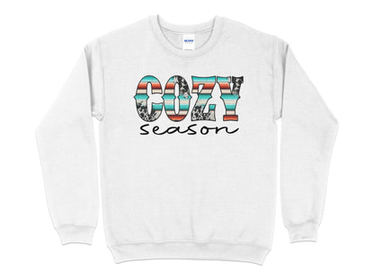 Cozy Cow Print Season Sweatshirt, Fall Sweater, Farm Animals Sweatshirt, Cute Country Sweatshirt, Fall Clothing, Cow Sweater - Mardonyx Sweatshirt S / White