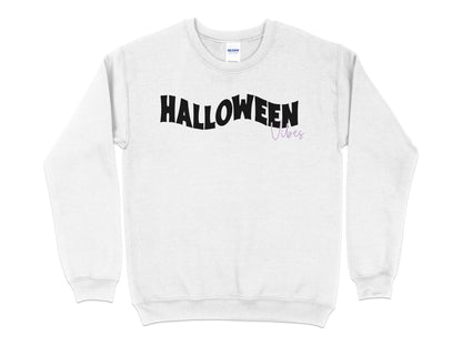 Halloween Vibes Sweatshirt, Halloween Sweatshirt, Witchy Shirt, Halloween Creeps Shirt, Fall Sweatshirt, Happy Halloween shirt - Mardonyx Sweatshirt Sweatshirts (Gildan 18000#2) - / S / White