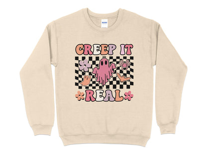 Creep It Real, Halloween Sweatshirt, Ghost Shirt, Funny Halloween Shirt, Fall Sweatshirt - Mardonyx Sweatshirt S / Sand