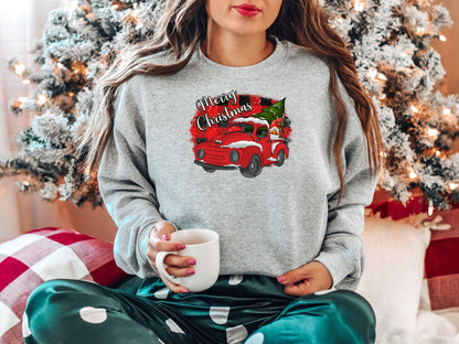 Buffalo Plaid Merry Christmas Red Truck Shirt, Christmas Sweatshirt, Holiday Shirt, Christmas Gifts for Women, Holiday Sweater, Xmas - Mardonyx Sweatshirt
