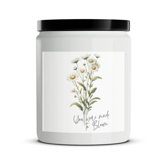 Floral Scented Candle with You Were Made to Bloom Motivational Quote, Natural Soy Wax, Hand-Poured - Mardonyx