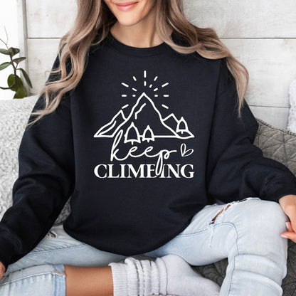 Adventure Mountain Sweatshirt, Keep Climbing Hiking Graphic Pullover, Outdoor Unisex Casual Top, Nature Lover Gift Idea - Mardonyx Sweatshirt