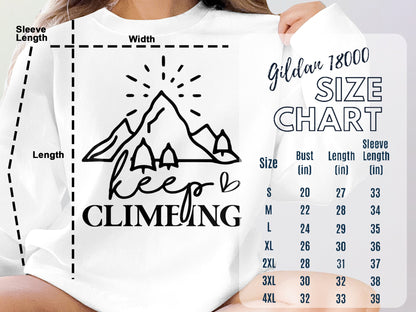 Adventure Mountain Sweatshirt, Keep Climbing Hiking Graphic Pullover, Outdoor Unisex Casual Top, Nature Lover Gift Idea - Mardonyx Sweatshirt